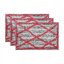 Aura 3-Pcs Grey & Red Printed Microfibre Anti-Skid Bath Rugs-2