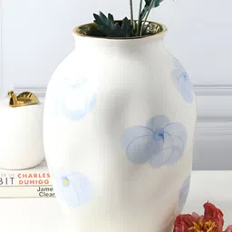 HABERE INDIA Blue & White Printed Ceramic FlowerVases-image-72