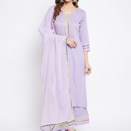 Bitterlime Women Yoke Design Regular Gotta Patti Kurta with Palazzos & With Dupatta-image-23