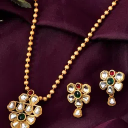 Anouk Gold-Plated Stainless Steel American Diamond Jewellery Set-image-69