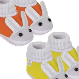NESKA MODA 3 To 12 Months Infants Set of 2 Pair Combo Cotton Rabbit Shoe Booties-17