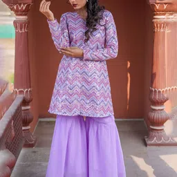 GO BOUJEE Embroidered Regular Sequin Work Detail Georgette Kurta with Palazzos-picture-40