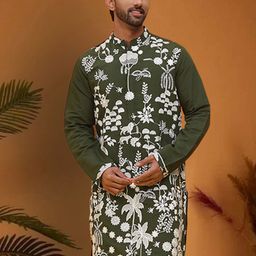 Jompers Men Floral Embroidered Chikankari Floral Kurta-picture-51