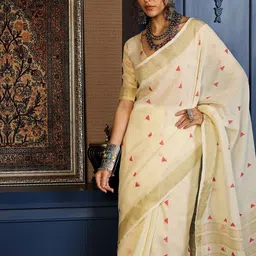 Sangria Woven Design Zari Border Pure Cotton Saree-picture-26