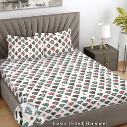 Myntra Elegant Homes Kids White Printed Fitted 300TC King Double Bedsheet Set 2.50mx2.25m-image-75