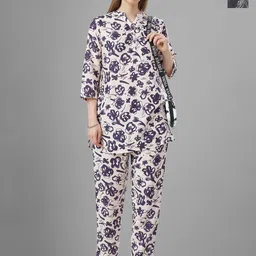 TITTLI Pack Of 2 Printed Mandarin Collar Relaxed Fit Tunic With Trousers Co-Ords-picture-13
