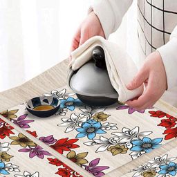 LooMantha White & Blue 6 Pieces Printed Rectangular Table Placemats image 2