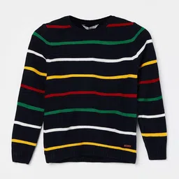 Fame Forever by Lifestyle Boys Striped Round Neck Long Sleeves Pullover Sweaters-image-14