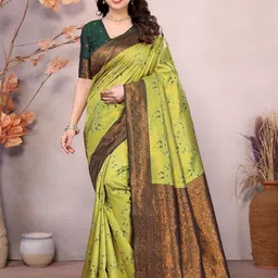 Shriyangan Ethnic Motif Woven Design Zari Pure Silk Kanjeevaram Saree-image-93