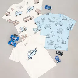 Pantaloons Baby Boys Pack of 3 Graphic Printed Round Neck Cotton T-shirts-30