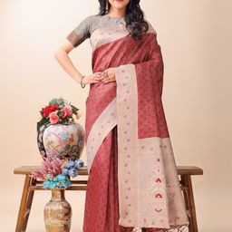 Astita Geometric Woven Design Zari Saree-image-100