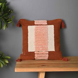 SANSKRUTIHOMES Brown & Peach-Coloured Embroidered Square Cushion Covers-21