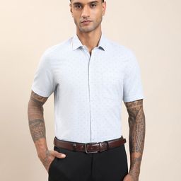 Turtle Men Standard Fit Micro Ditsy Printed Spread Collar Cotton Formal Shirt-picture-39