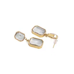 Priyaasi Gold Plated Contemporary Artificial Stones Studded Drop Earrings image 3