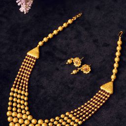 StileAdda Gold Plated Stone Studded & Beaded Traditional Jewellery Set-28