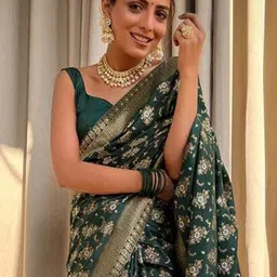 Anouk Rustic Woven Design Zari Silk Blend Banarasi Saree image 2