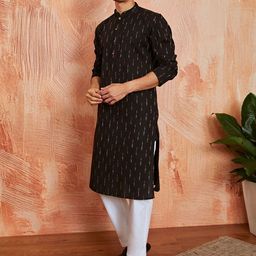 VASTRAMAY Abstract Printed Mandarin Collar Kurta With Trousers image 4