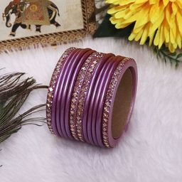 TAJ BRIDAL STORE Set Of 12 Kundan Studded Bangles-image-7