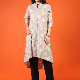 V-Mart Floral Printed Mandarin Collar A-Line Kurta-image-73