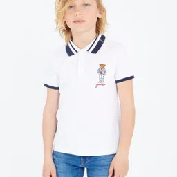 GUESS kids Boys Graphic Printed Polo Collar Cotton T-shirt-image-97