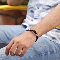 Nirvana Men Onyx Wraparound Bracelet-image-93