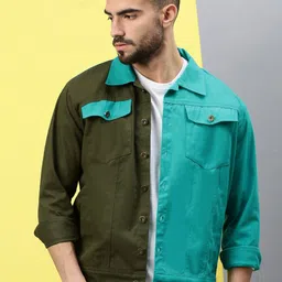 VOXATI Men Denim Jacket with Patchwork-35