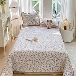 JC HOME 3Pcs Pink & White Floral Printed 162 TC Double King Bed Covers-picture-12