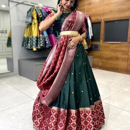 Payu Semi-Stitched Lehenga & Unstitched Blouse With Dupatta image 2