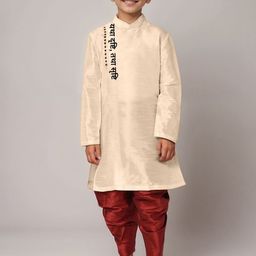 DEVOILER Boys Ethnic Motifs Printed Dupion Silk Kurta-picture-22