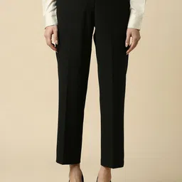 Allen Solly Woman Women Solid Regular Fit Mid-Rise Flat-Front Formal Trousers-picture-4