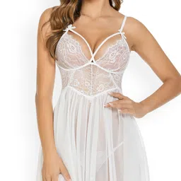 Softwrap Women Self Design Flared Baby Doll Comes With Briefs-picture-20