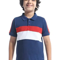 Honeyhap Boys Colourblocked Polo Collar T-shirt-image-56