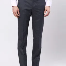 Raymond Men Checkered Easy Wash Slim-Fit Mid-Rise Formal Trousers-image-41