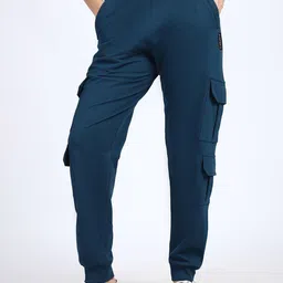 KLOTHFIT Women Solid Baggy Fit Low-Rise Cotton Cargo Joggers Trousers-image-83