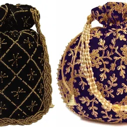 athizay Women Black, Blue Potli-picture-22