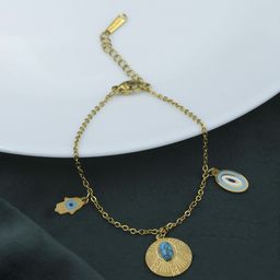 ARTKLIM Women American Diamond Gold-Plated Charm Bracelet-image-42