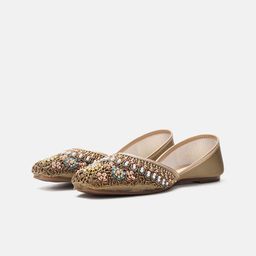 JM Looks Girls Ethnic Mojaris with Embroidered Flats-89