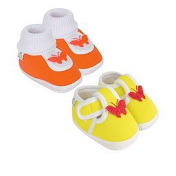 NESKA MODA Kids-Unisex Yellow Cotton Booties-picture-16