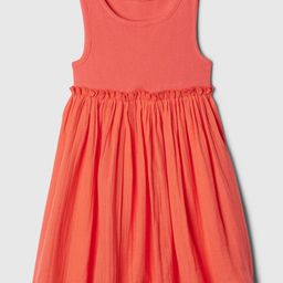 GAP Girls Fit & Flare Ribbed Midi Pleated Gauze Pure Cotton Dress-image-38