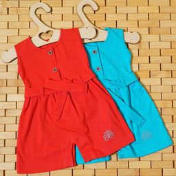 THE MAPLES FASHION Infant GirlsPack of 2 Hosiery Cotton Knee LengthDress With Belt-image-61