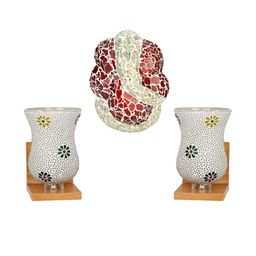 Somil Indore Mosaic Decorative Lamp Combo of Matching Wall Lamp & Blessing God Ganesh Wall Lamp, Multi Compatible with LED, Size: 15 X 15 X 17 Cm, Pack of 3.-image-58