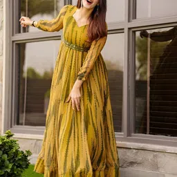 Femvy Print Crepe Fit & Flare Maxi Dress-image-91