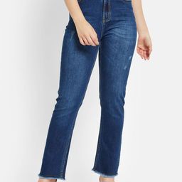 METTLE Women Straight Fit Light Fade Mid-Rise Stretchable Jeans-image-46