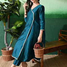 Sangria Printed A-Line Kurta With Trouser image 2