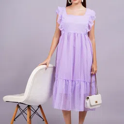 KALINI Women Flutter Sleeve Georgette Fit & Flare Midi Dress-picture-3