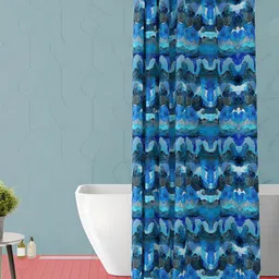 ArtzFolio Blue and Black Abstract Printed Waterproof Shower Curtain-image-89