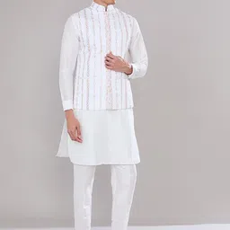 RNG Safawala Embroidered Raw Silk Straight Kurta with Trousers-image-68