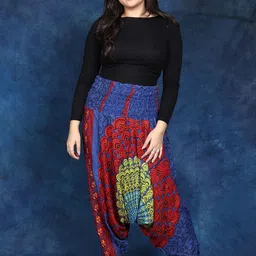 Exotic India Women Floral Printed Pleated Jodhpuris Trousers-image-65