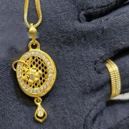 Anshenterpris Gold-Plated Circular Pendant With Chain-picture-43