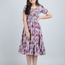 PaheliRani Girls Puff Sleeve Crepe Fit & Flare Dress-image-63